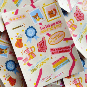 Paola Carola, book lover, stickers: planilla de stickers