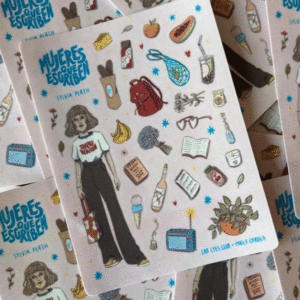 Paola Carola, mujeres que escriben, Sylvia, stickers: planilla de stickers