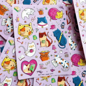Paola Carola, gatitos lectores, stickers: planilla de stickers