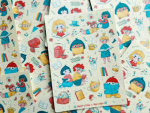 Paola Carola, lectoras, stickers: planilla de stickers