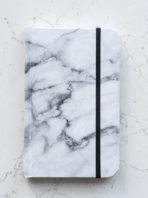 Mármol blanco, blanco, mediano, pasta dura: cuaderno (MBHD)