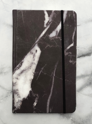 Mármol negro, líneas, mediano, pasta dura: cuaderno (MOLD)