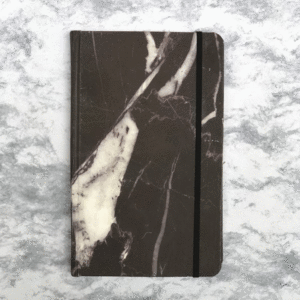Mármol negro, líneas, mediano, pasta suave: cuaderno (MOLS)