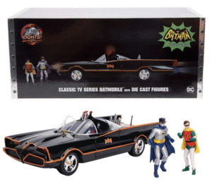 Hollywood Rides, Batman 66 TV Series, Batmobile With Working Lights And Batman & Robin figures: figuras coleccionables