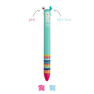 Click and Clack, Llama, Pen, Light Blue & Pink: bolígrafo bicolor