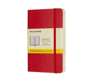 Moleskine, Classic, Scarlet Red, Pocket, Squared, Soft: libreta cuadriculada