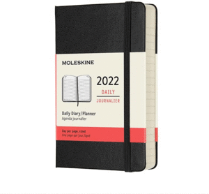 Moleskine Daily, Black, 12M, Pocket, Hard: agenda 2022