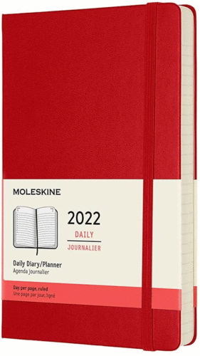 Moleskine Daily, Scarlet Red, 12M, Large, Hard: agenda 2022