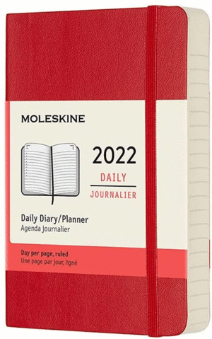 Moleskine Daily, Scarlet Red, 12M, Pocket, Soft: agenda 2022