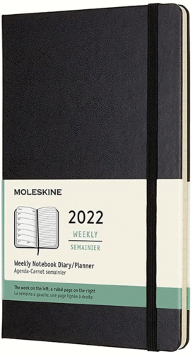 Moleskine Weekly, Black, 12M, Large, Hard: agenda 2022
