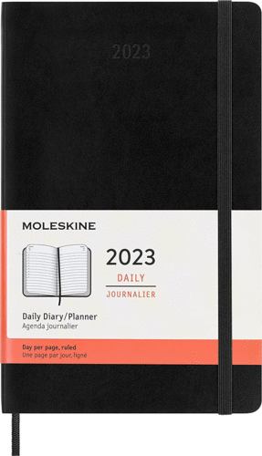 Moleskine, Daily, Black, 12M, Large, Soft: agenda diaria 2023
