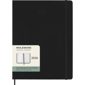 Moleskine, Weekly, Black, 12M, XL, Hard: agenda semanal 2026