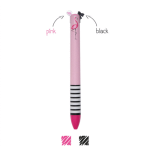 Click and Clack, Flamingo, Pen, Black & Pink: bolígrafo bicolor