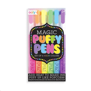 Magic Puffy Pens, Neon Colors: set de 6 bolígrafos de tinta inflable