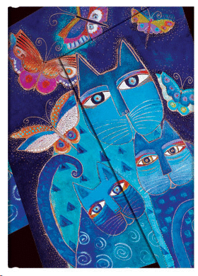 LB, Blue Cats & Butterflies, Midi, Hardcover, Lined: libreta rayada (PB3978)