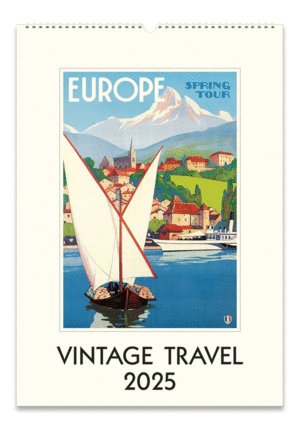 Vintage Travel: calendario de pared 2025