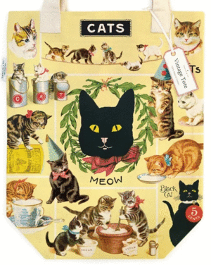 Vintage Cats, Tote Bag: bolsa de tela