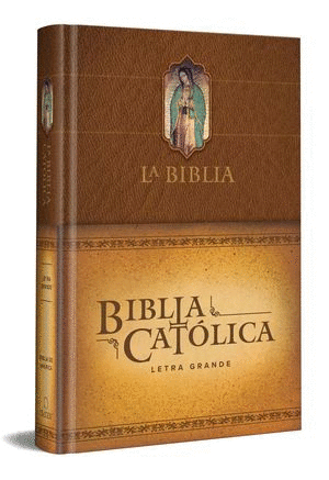 Biblia Católica. Edición letra grande color marrón con Virgen de Guadalupe