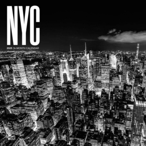 New York City Black & White, 16 Month: calendario de pared 2025