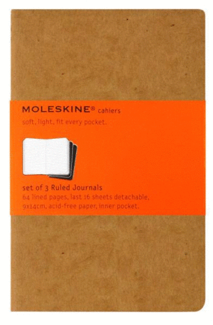 Moleskine Cahier, Kraft, Pocket, Ruled, Soft: set de 3 libretas