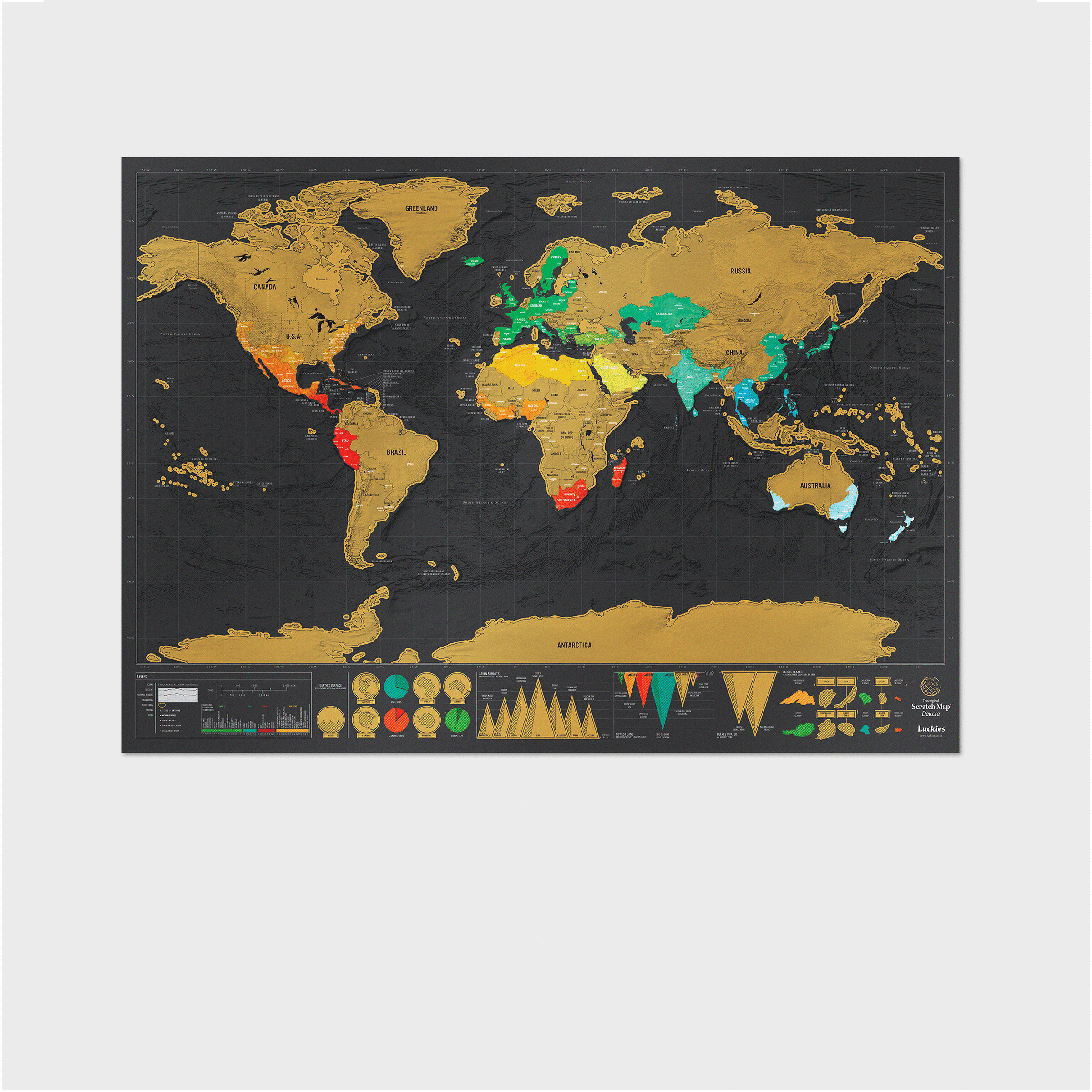 Scratch Map, Deluxe Travel Edition: mapa de viajes para rascar 42cm x  29.7cm. Mapas. Cafebrería El Péndulo