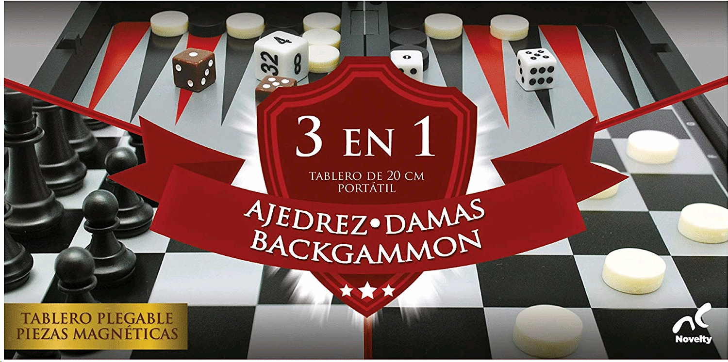 backgammon dama en bambusbox piensa mesa de juego juego Brettspielset 3 en 1 ajedrez