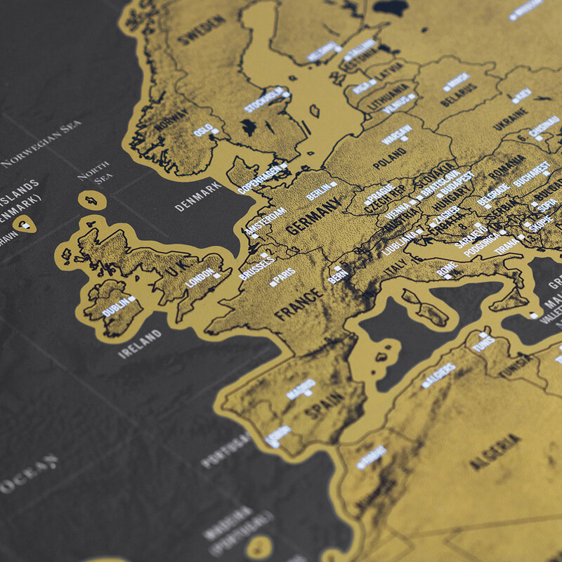 Scratch Map, Deluxe Edition: mapa de viajes para rascar 82.5cm x 59.4cm.  Mapas. Cafebrería El Péndulo