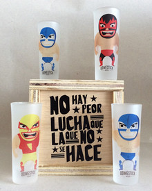 Lucha Libre: vasos tequileros, set de 4 piezas
